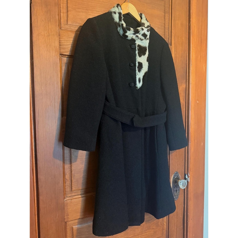 Youthcraft Vintage 1960s Junior Black Boucle Coat Fur Collar XL